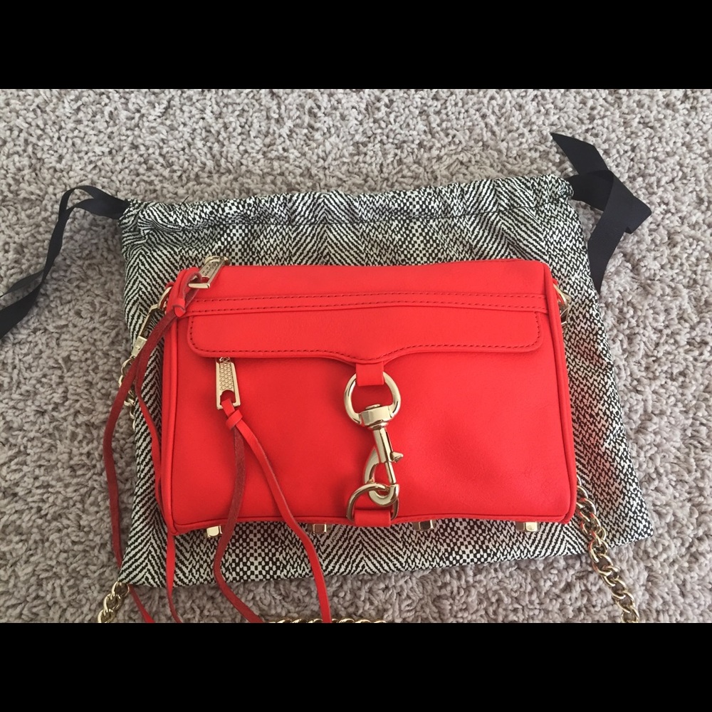 Rebecca Minkoff Mini Mac Leather Chain Bag Orange